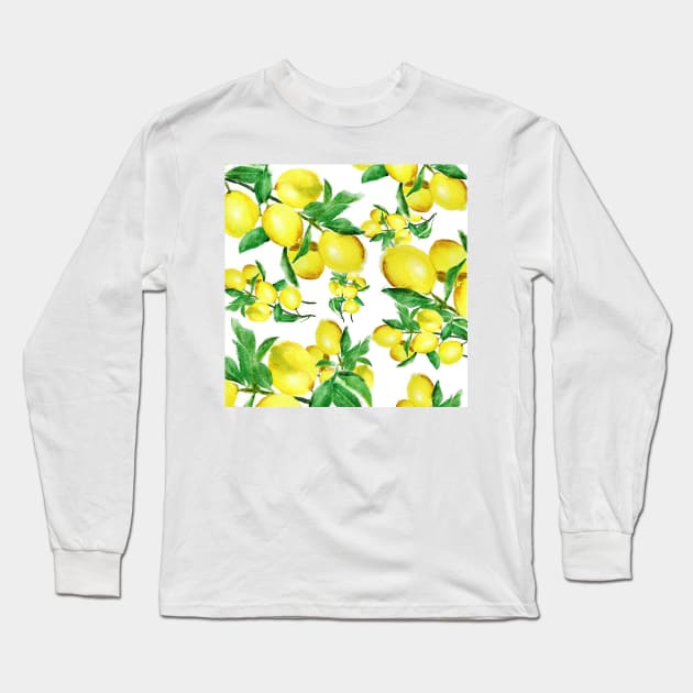 lemon pattern art Long Sleeve T-Shirt by colorandcolor